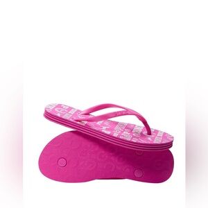Victoria's Secret Pink Flip Flops with Text Design
